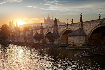 Image showing Dusk over Charles Bridge