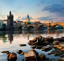 Image showing Charles Bridge in the morning