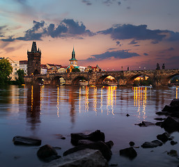 Image showing Dawn over Charles Bridge