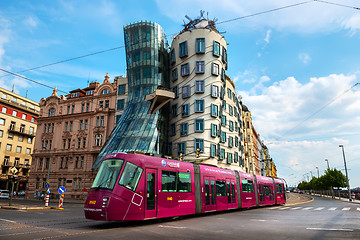 Image showing Dancing House and tram