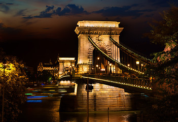 Image showing Night over Chain bridge