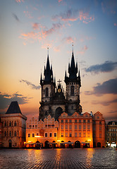 Image showing Tynsky temple at dawn