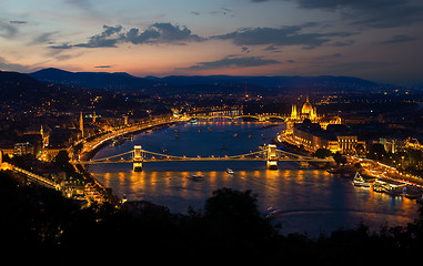 Image showing Panorama of evening Budapest