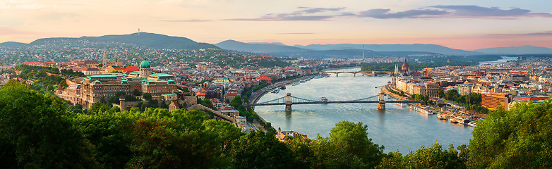 Image showing Sunset in summer Budapest