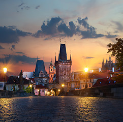 Image showing Street lights on Charles Bridge