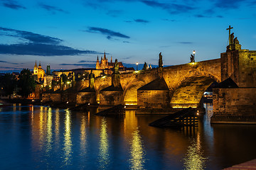 Image showing Illuminated Charles Bridge