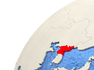 Image showing North Korea on globe