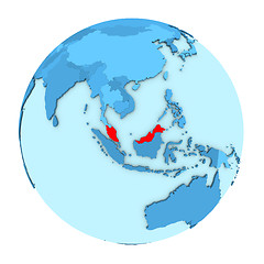 Image showing Malaysia on globe isolated