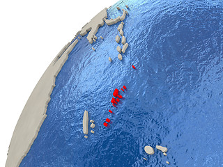Image showing Vanuatu on globe