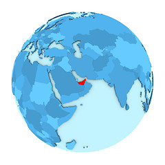 Image showing United Arab Emirates on globe isolated