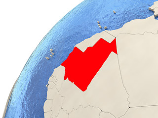 Image showing Mauritania on globe