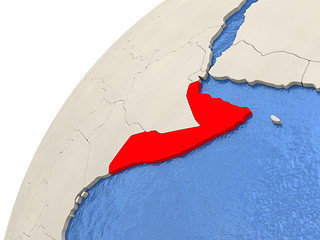 Image showing Somalia on globe