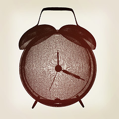 Image showing old style alarm clock. 3d illustration. Vintage style