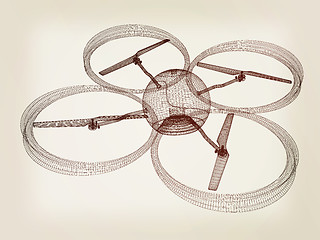 Image showing Quadcopter Dron. 3d render. Vintage style