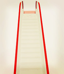 Image showing Single escalator. 3d illustration. Vintage style