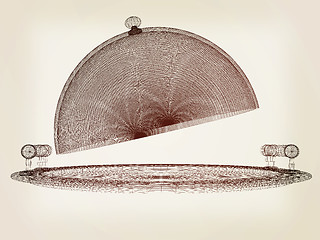 Image showing Restaurant cloche concept. 3d illustration. Vintage style