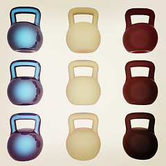 Image showing A set of sports items - weights. 3d illustration. Vintage style