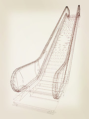 Image showing Single escalator. 3d illustration. Vintage style