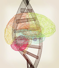 Image showing DNA and heart medical concept. 3d illustration. Vintage style