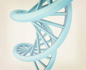 Image showing DNA structure model on white. 3D illustration. Vintage style