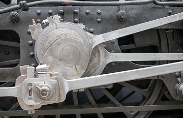 Image showing train wheel machinery closeup