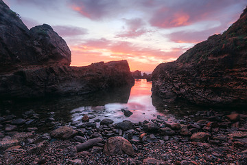 Image showing Sunrise skies over Nuns Baths