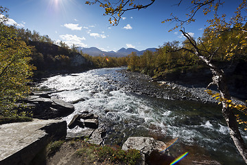 Image showing Abiskojokk. River in autumn in Abisko National Park, Sweden