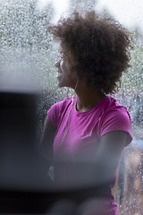 Image showing portrait of young afro american woman in gym