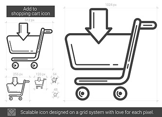 Image showing Add to shopping cart line icon.