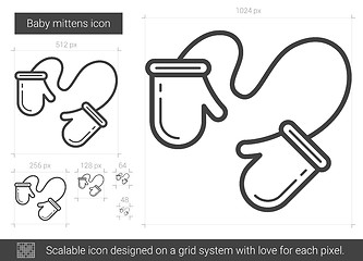 Image showing Baby mittens line icon.