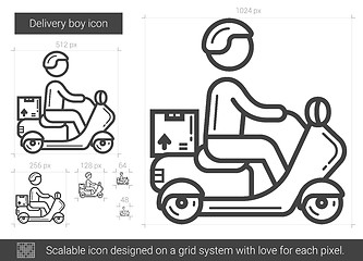 Image showing Delivery boy line icon.