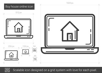 Image showing Buy house online line icon.