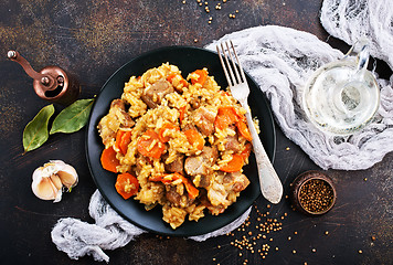 Image showing Fried Rice with Vegetables and Meat