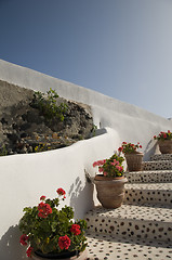 Image showing santorini walkway to sea