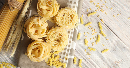 Image showing Different sort of pasta on napkin