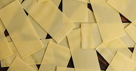 Image showing Heap of lasagna sheets on table