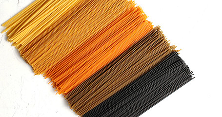 Image showing Uncooked multicolored spaghetti