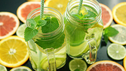 Image showing Glasses of citrus lemonade