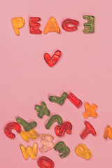 Image showing Peace text from candies