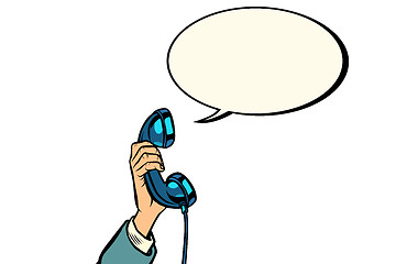 Image showing retro phone handset in male hand