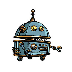 Image showing Funny round robot, pop art retro cyberpunk