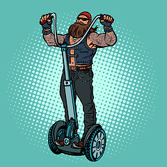 Image showing Biker on electric scooter, rider