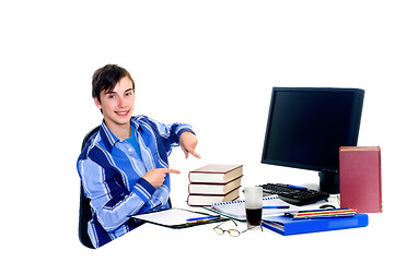 Image showing Teenager student doing homework