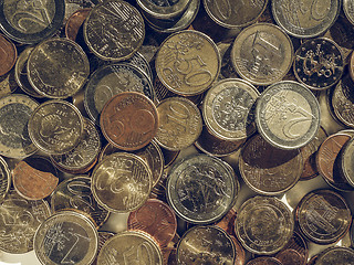 Image showing Vintage Euro coins background