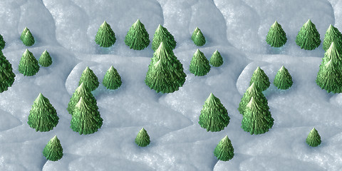 Image showing seamless winter scenery background with christmas trees