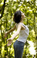 Image showing woman preparing to fly