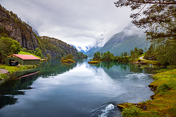 Image showing lovatnet lake Beautiful Nature Norway.