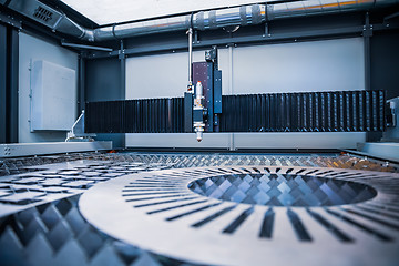 Image showing CNC Laser cutting of metal, modern industrial technology.