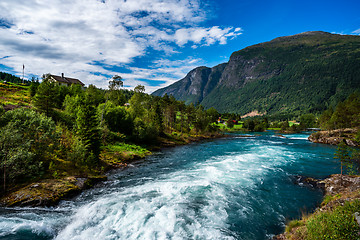 Image showing lovatnet lake Beautiful Nature Norway.