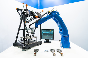 Image showing Robotic Arm modern industrial technology. Automated production c